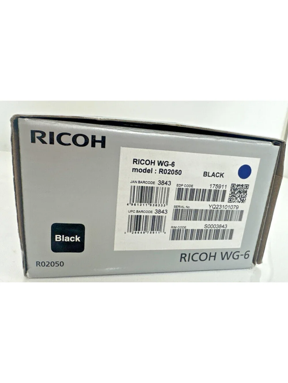 Ricoh WG-6 Waterproof Digital Camera Black Open Box 20MP 4K GPS Macro Stand